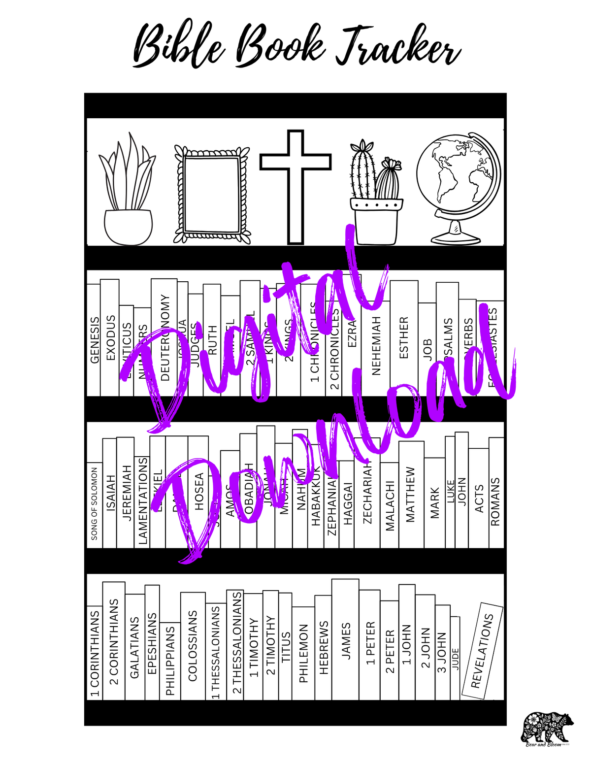 Bible Book Tracker Coloring Page – Digital Download